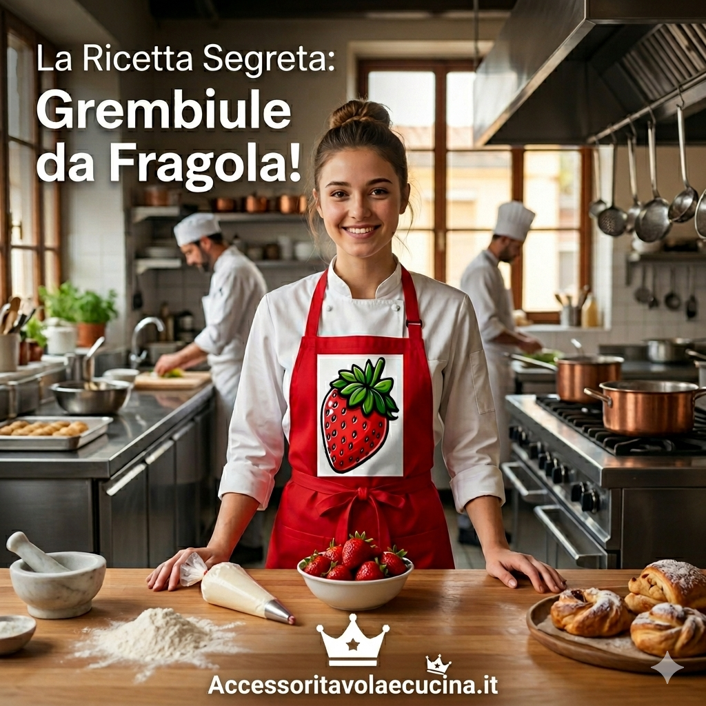 Grembiule Da Cucina Rosso Personalizzato  Fragola Unisex